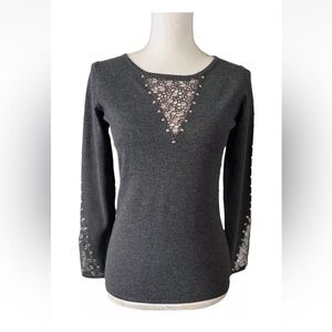 Leo & ugo Women Gray Pullover Sweater Top Long Sleeve Size 0